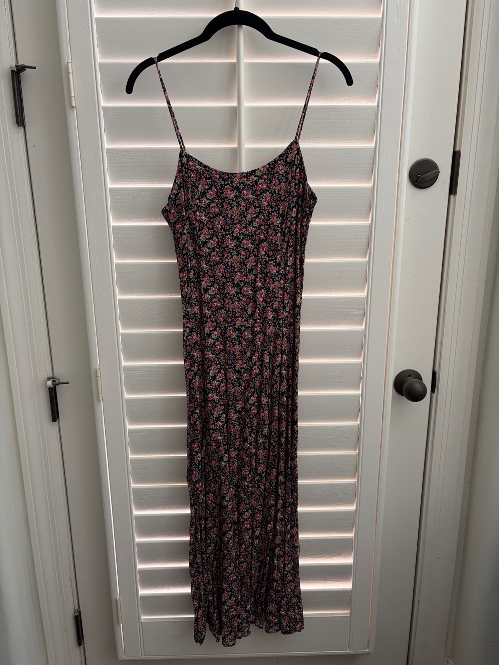 Floral Maxi Slip Dress in Black and Pink